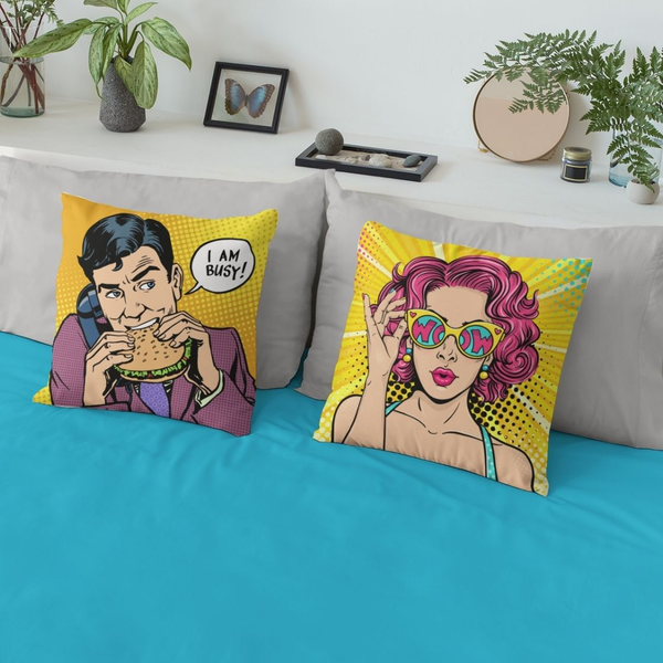 Decorative Throw Pillow Cover Pop Art Comic Book Art 16x16